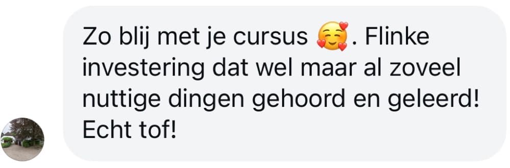 Schermafbeelding van een review van een cursist: review2