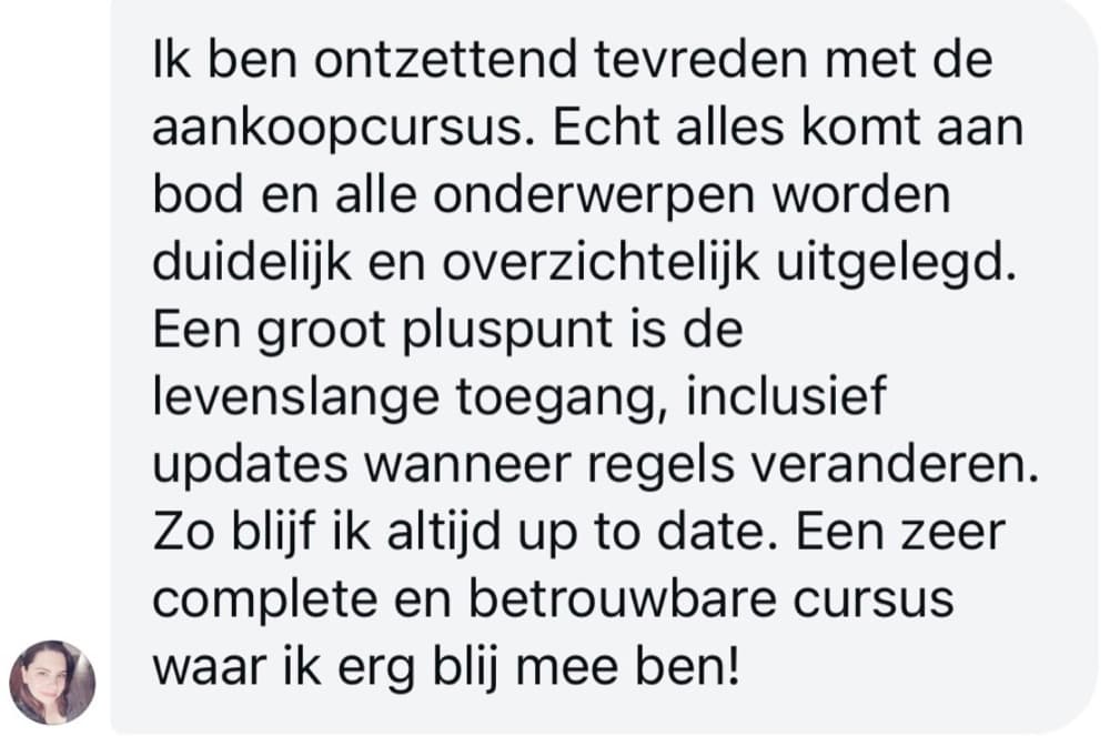 Schermafbeelding van een review van een cursist: review3