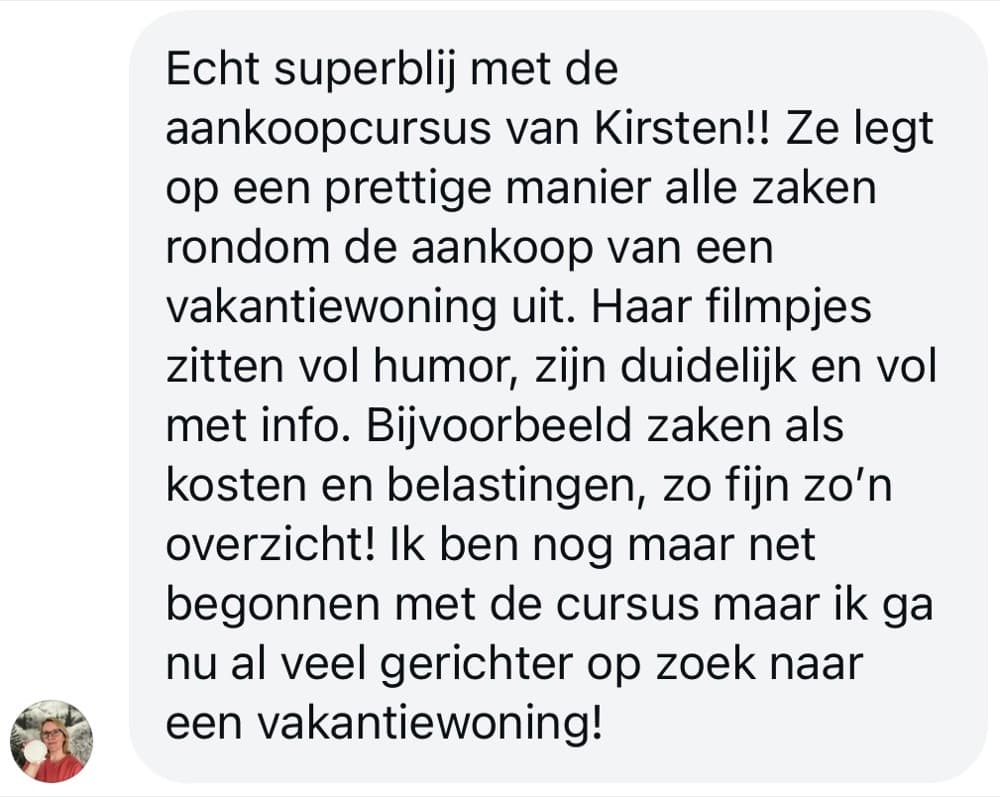 Schermafbeelding van een review van een cursist: review5