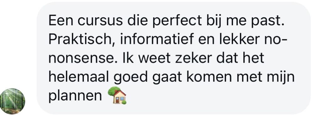 Schermafbeelding van een review van een cursist: verhuur IMG 3591 2