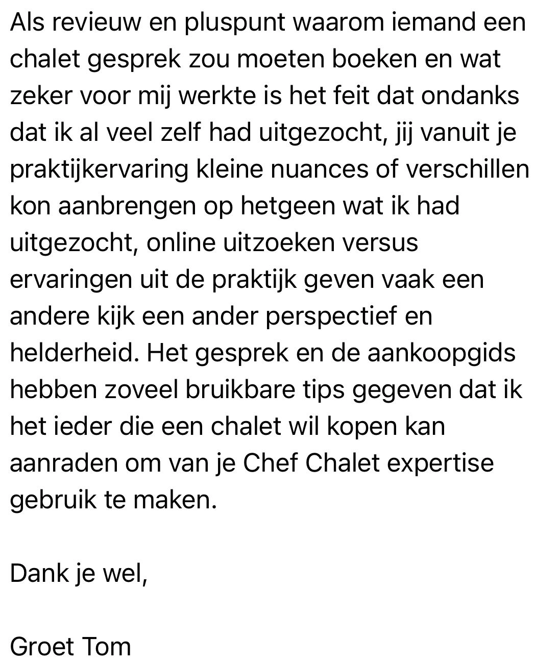 Review Chef Chalet gesprek Sessie