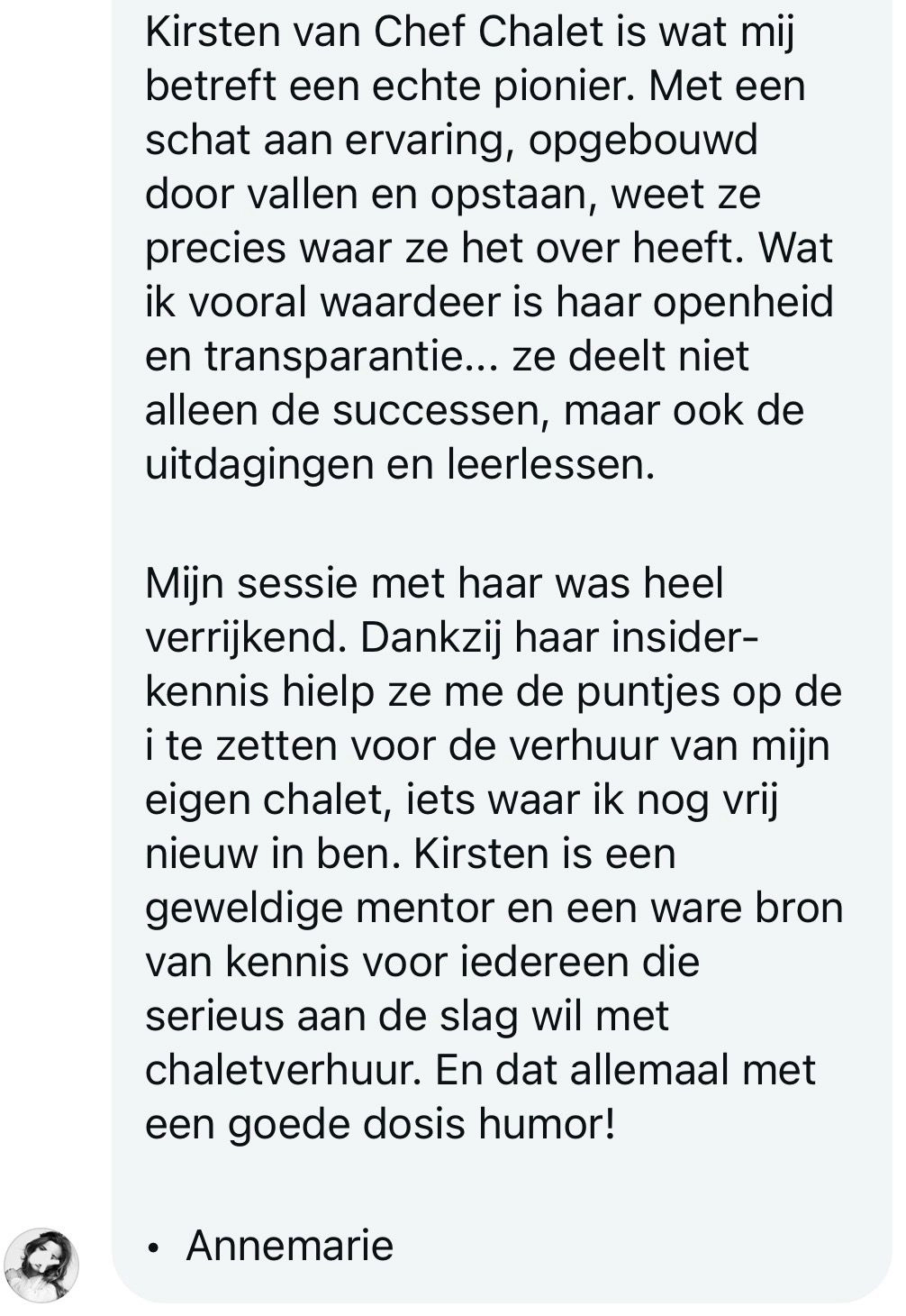 Review Chef Chalet gesprek Sessie